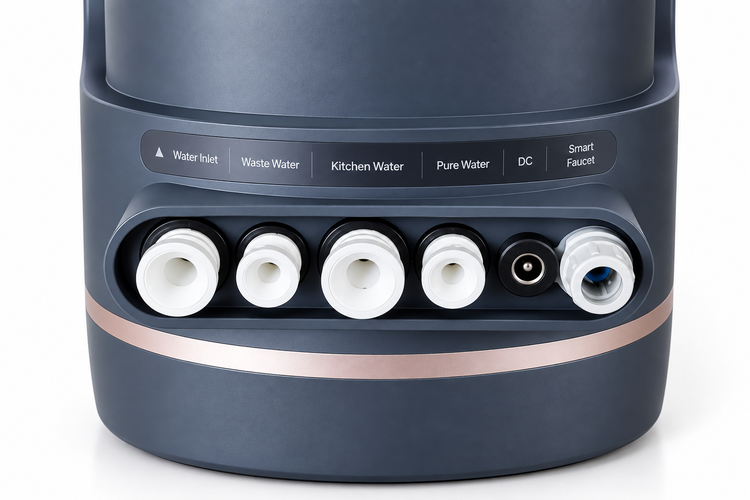 Conexões: Water Inlet, Waste Water, Kitchen Water, Pure Water, DC e Smart Faucet