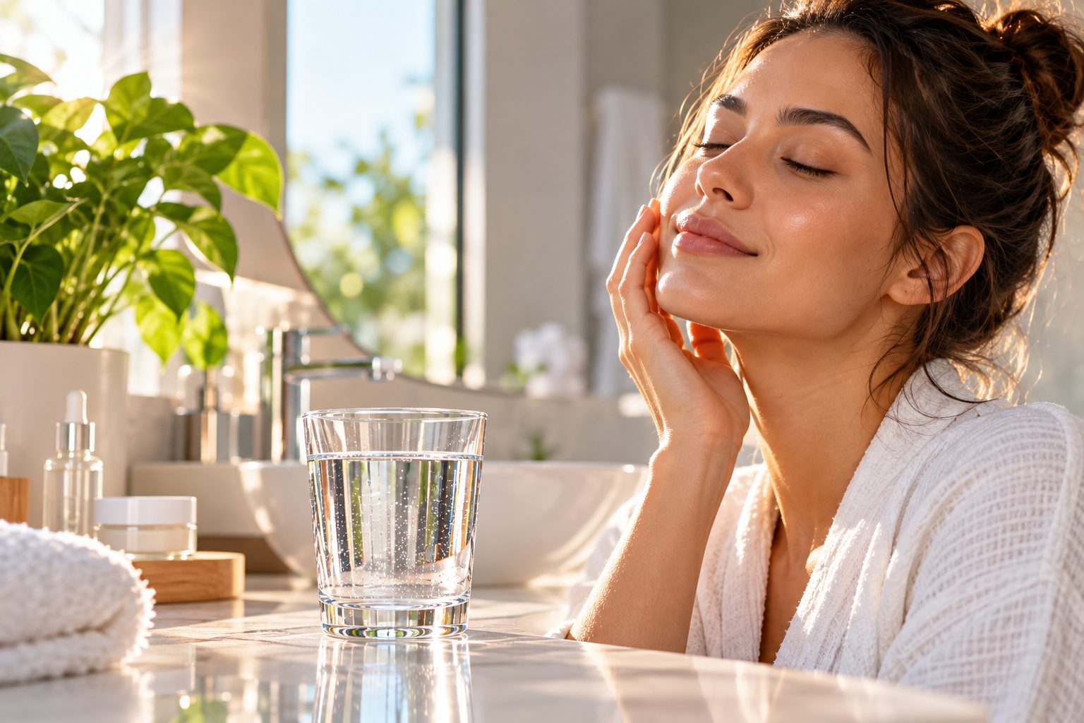 Momento de hidratação e bem-estar em ambiente de spa